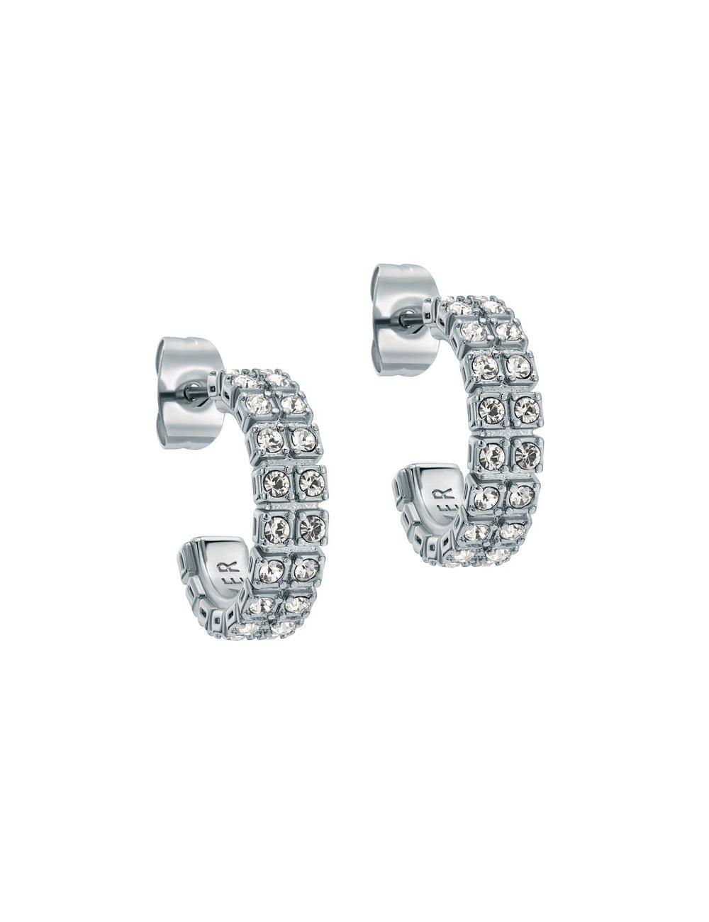 Ted Baker MELLRIE - Double Row Crystal Hoop ピアス レディース シルバー | Japan  QKDF-19086