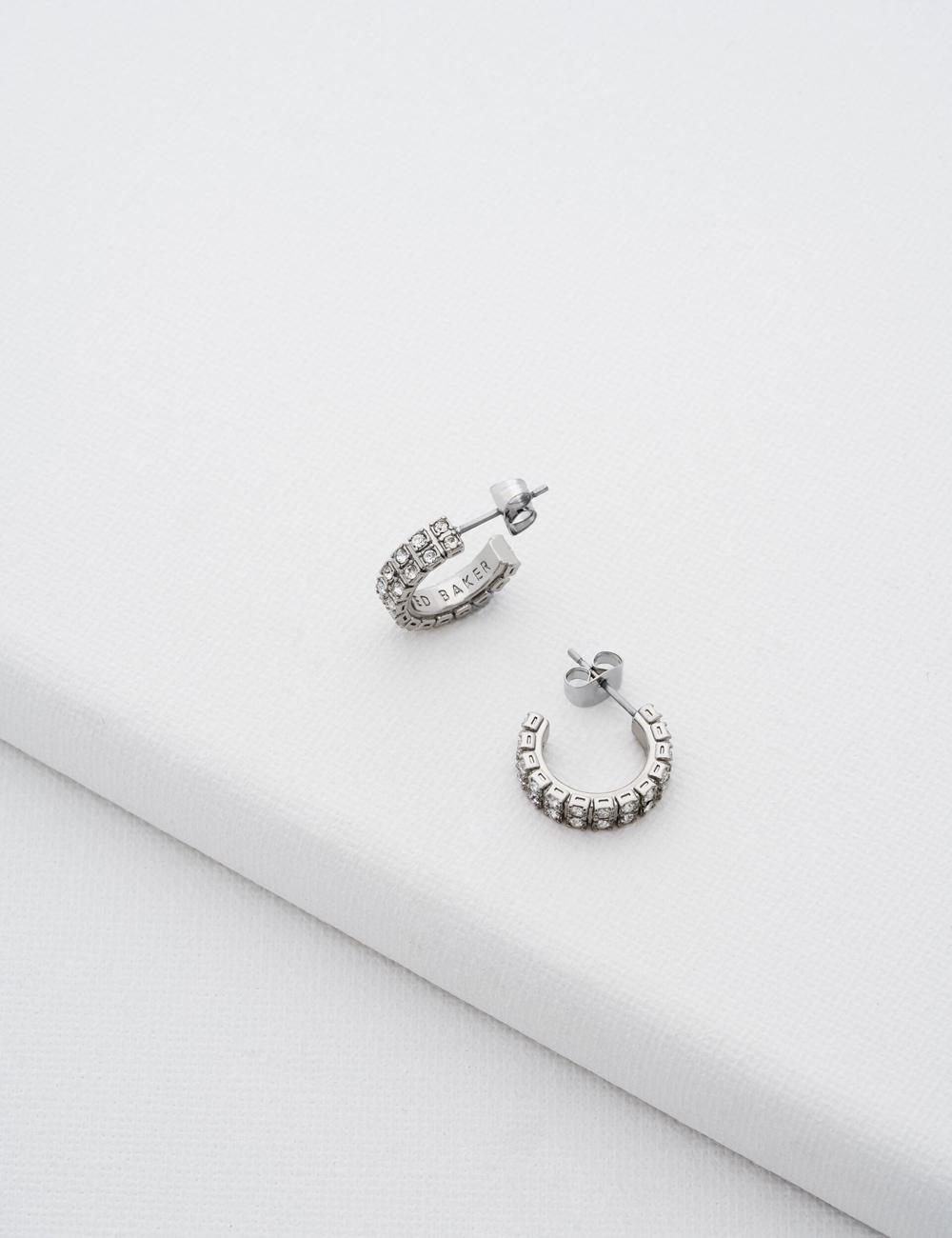 Ted Baker MELLRIE - Double Row Crystal Hoop ピアス レディース シルバー | Japan  QKDF-19086