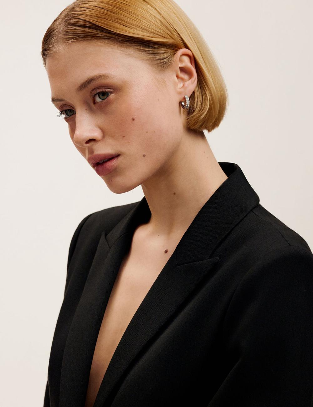 Ted Baker MELLRIE - Double Row Crystal Hoop ピアス レディース シルバー | Japan  QKDF-19086
