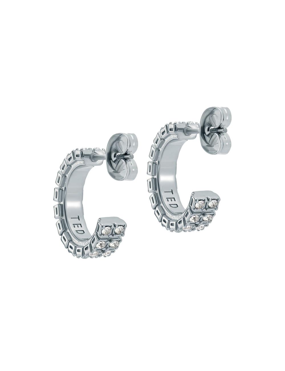 Ted Baker MELLRIE - Double Row Crystal Hoop ピアス レディース シルバー | Japan  QKDF-19086