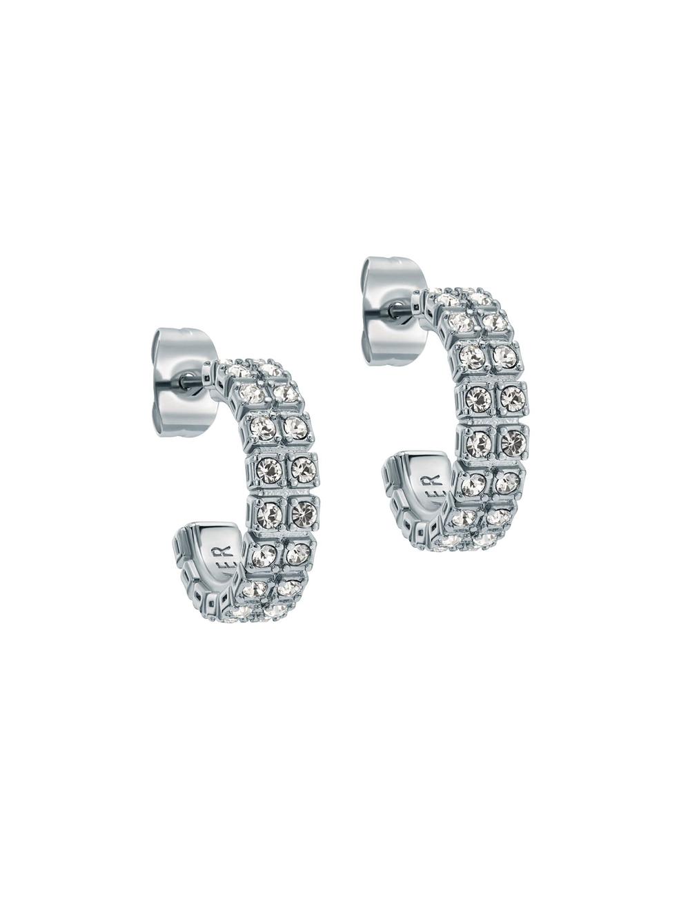 Ted Baker MELLRIE - Double Row Crystal Hoop ピアス レディース シルバー | Japan  QKDF-19086