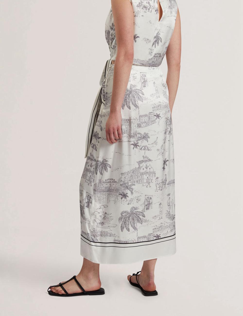Ted Baker MELVA - Printed Detail Wrap スカート レディース Ivory | Japan  MICD-70912