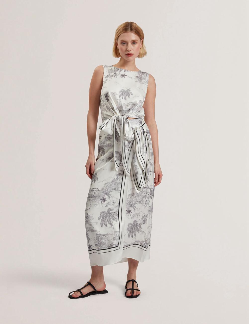Ted Baker MELVA - Printed Detail Wrap スカート レディース Ivory | Japan  MICD-70912