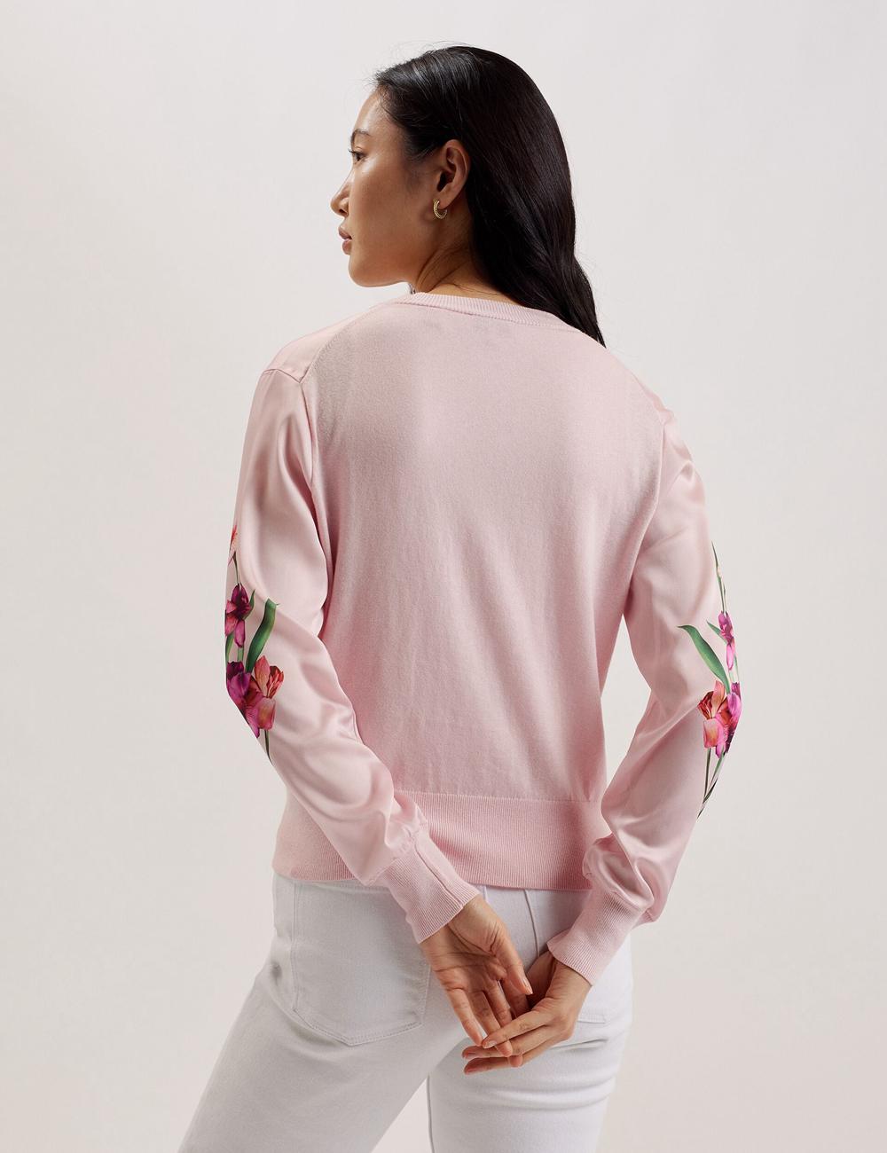 Ted Baker MERALLL - Floral Woven Front V-Neck カーディガン レディース ピンク | Japan  DMXE-89236