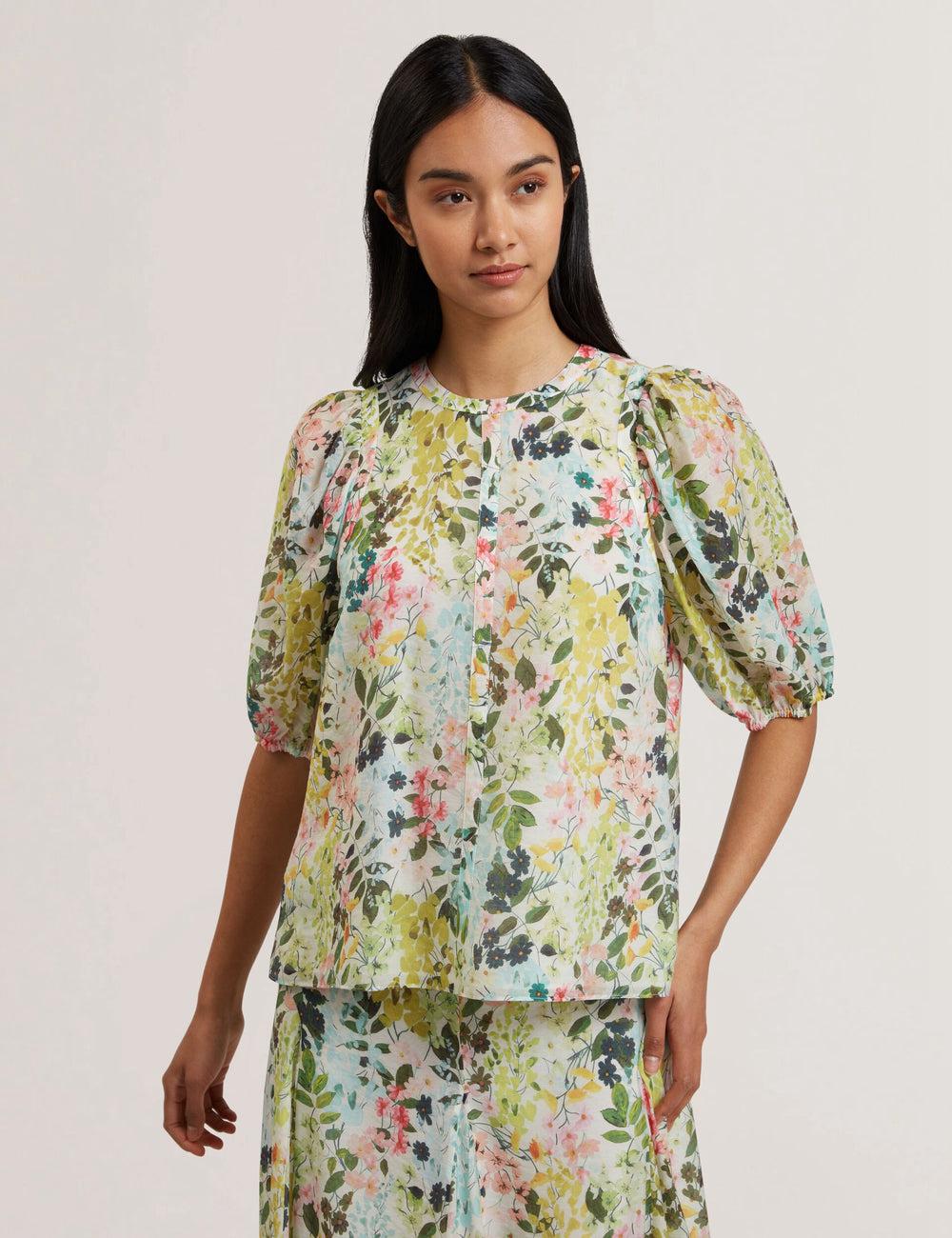 Ted Baker MICHA - Floral Binding Detail Puffed Sleeve ブラウス レディース Ivory | Japan  UCNI-19872