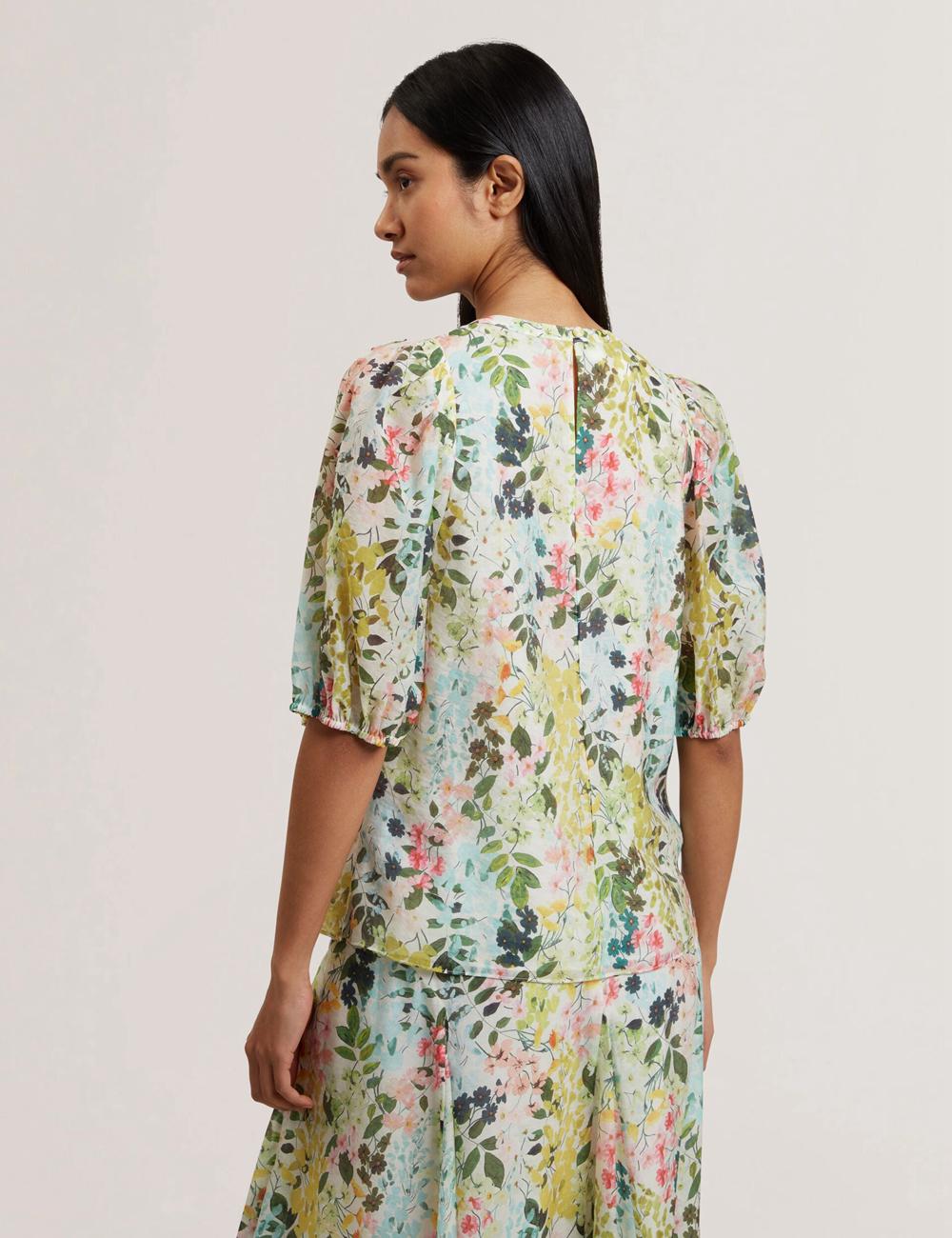 Ted Baker MICHA - Floral Binding Detail Puffed Sleeve ブラウス レディース Ivory | Japan  UCNI-19872