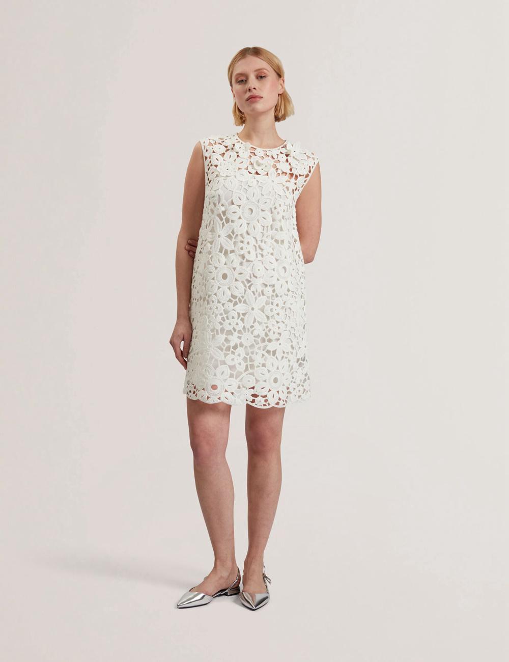 Ted Baker MIIKKA - Crochet Sleeveless Shift ミニドレス レディース 白 | Japan  LPUX-05791