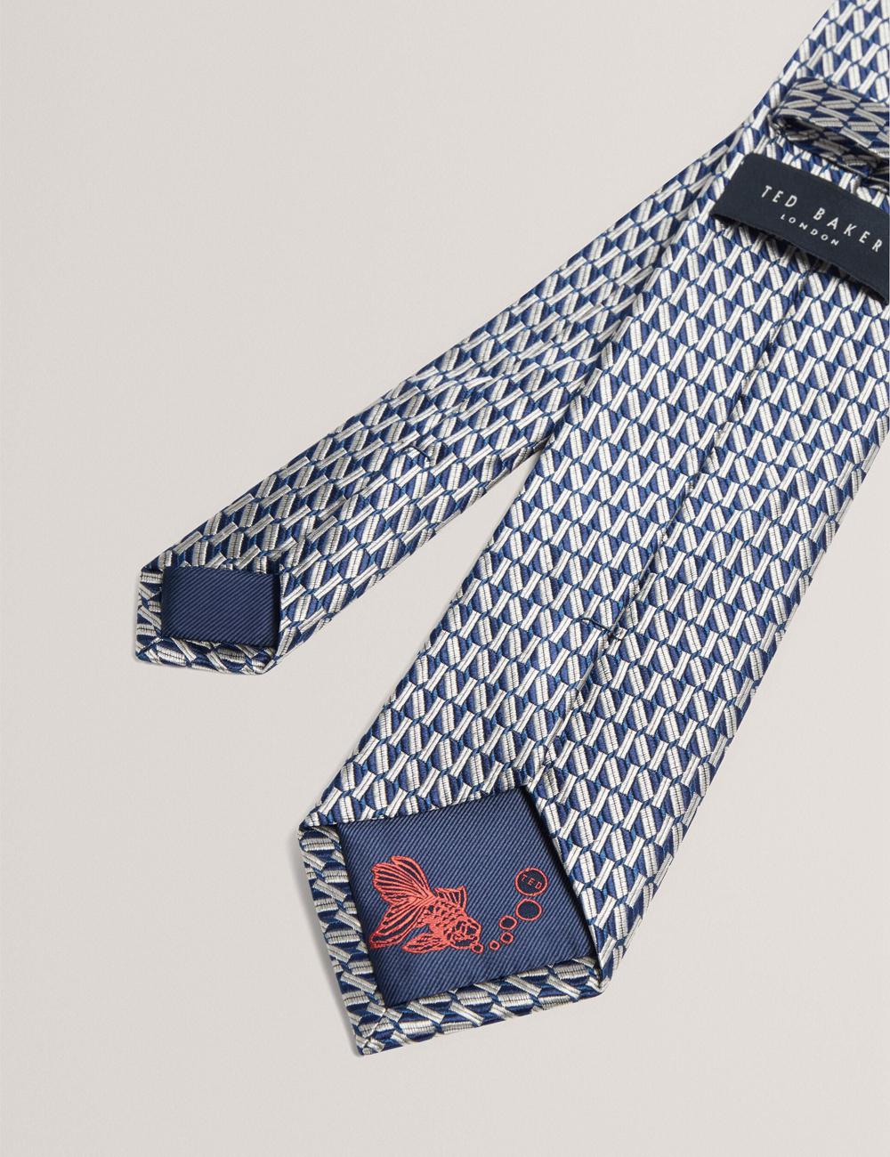 Ted Baker MILAK - Geometric Pattern Silk ネクタイ メンズ ネイビー | Japan  JQTC-73104