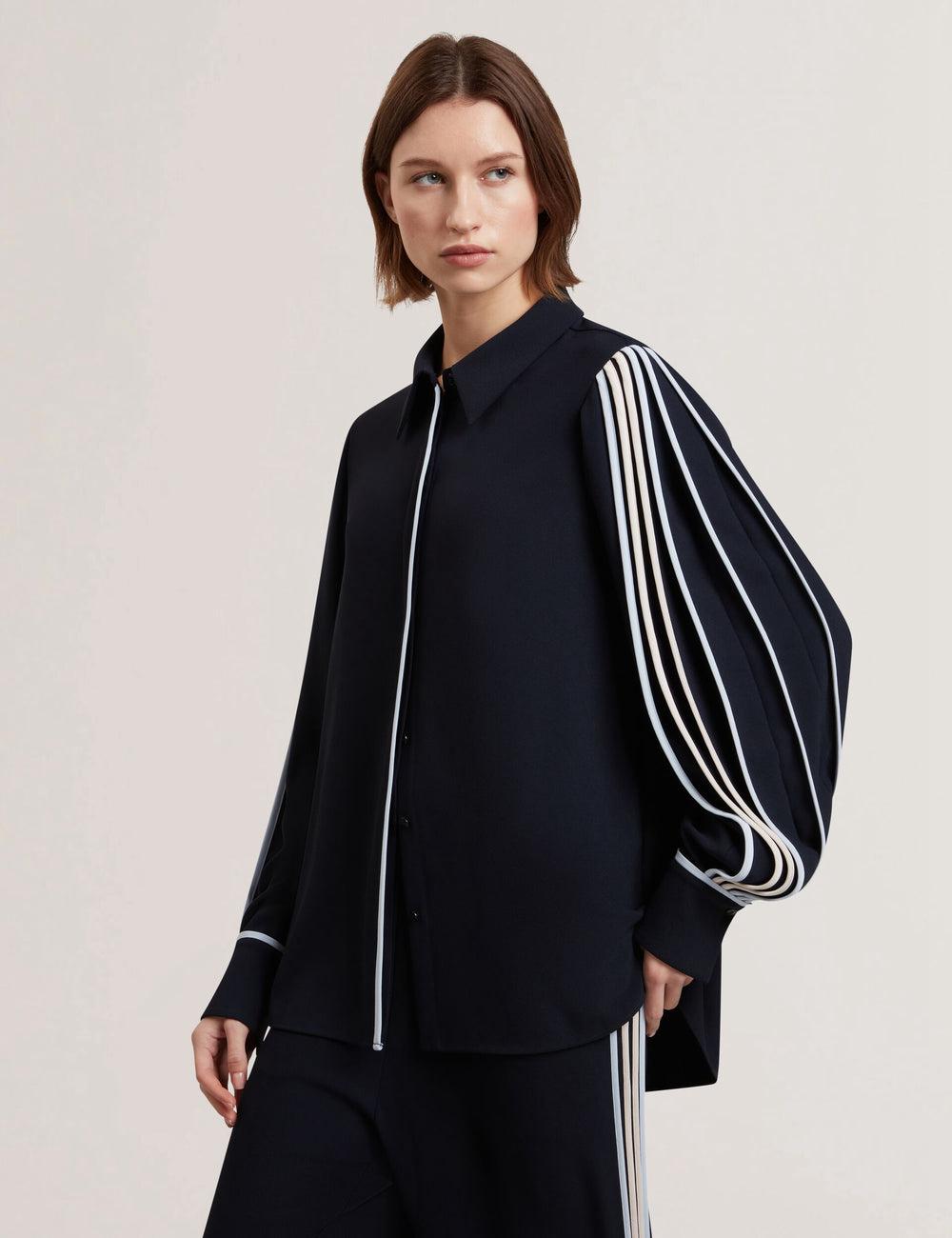 Ted Baker MIRITI - Contrast Piping Detail Long Sleeve シャツ レディース ネイビー | Japan  LTKC-30678