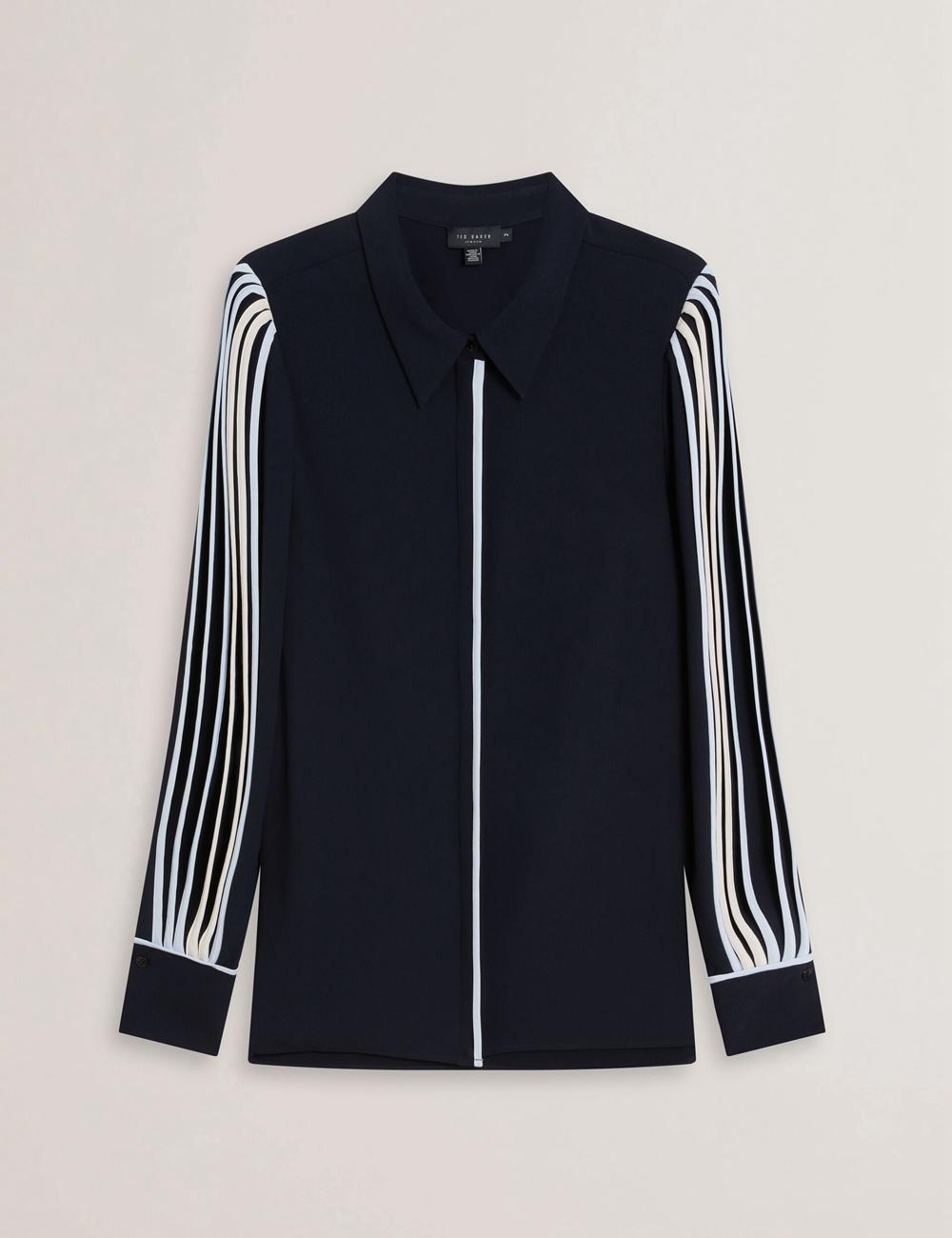 Ted Baker MIRITI - Contrast Piping Detail Long Sleeve シャツ レディース ネイビー | Japan  LTKC-30678