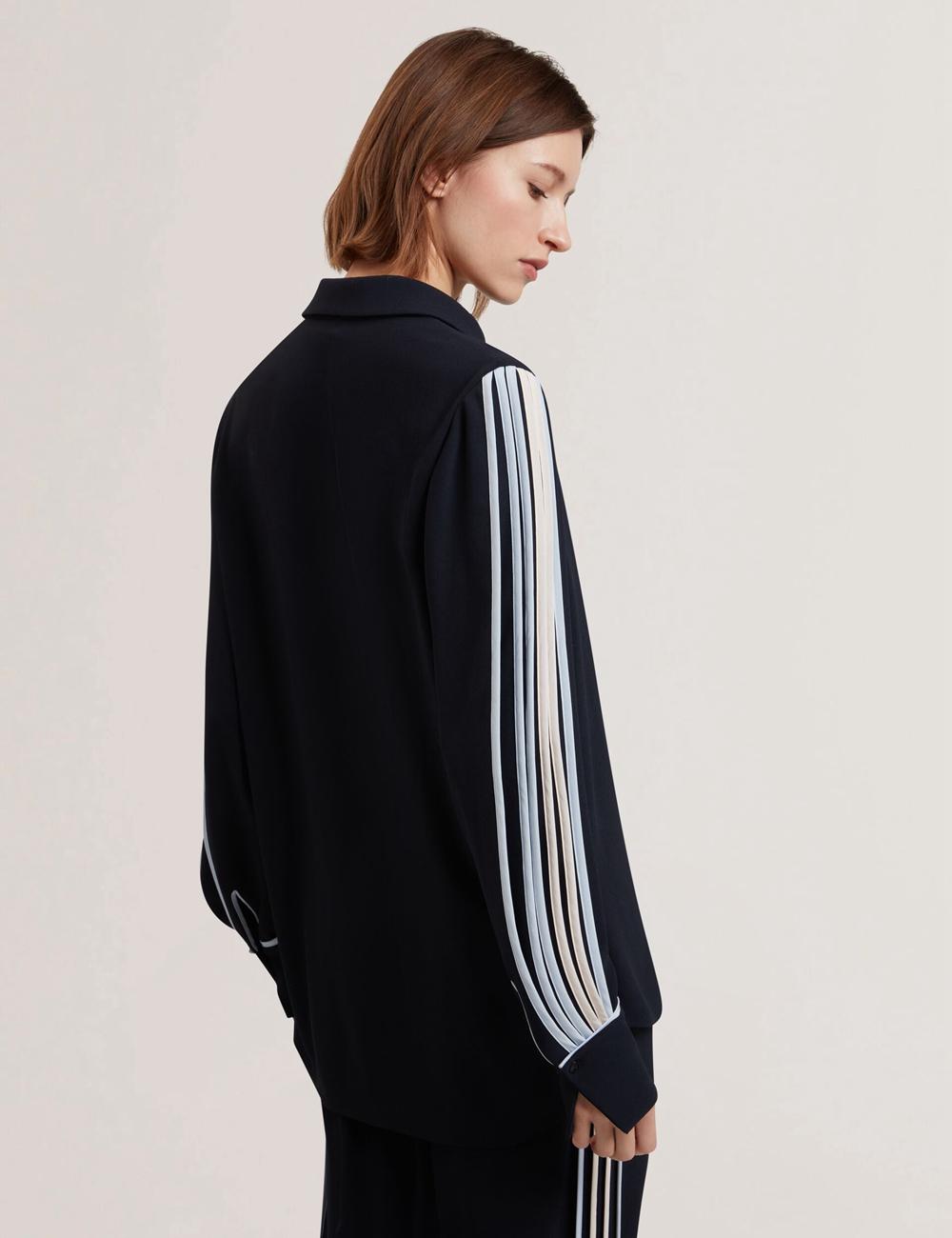 Ted Baker MIRITI - Contrast Piping Detail Long Sleeve シャツ レディース ネイビー | Japan  LTKC-30678