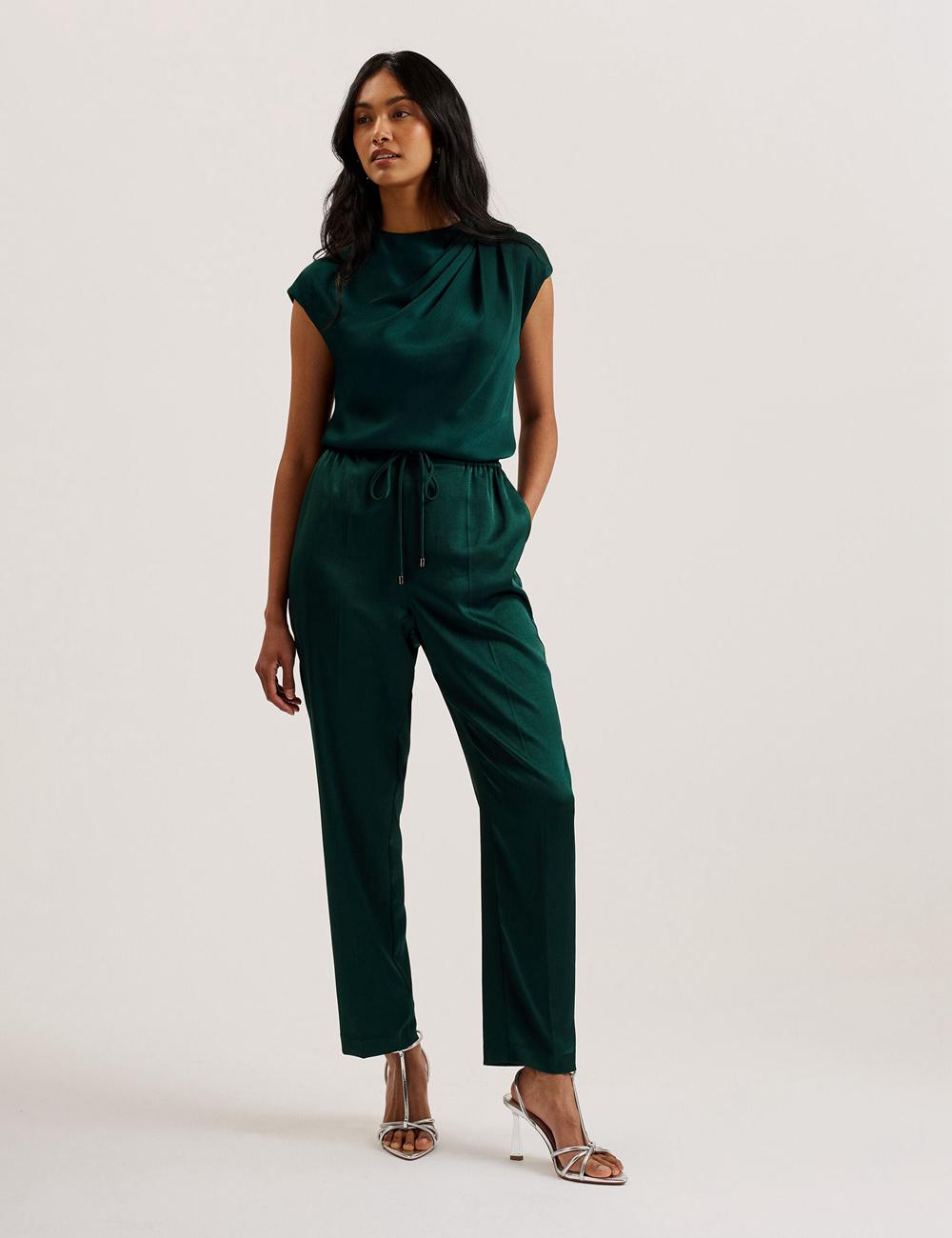 Ted Baker MISRINA - Drape Neck Detail Satin Top ジャンパー レディース 緑 | Japan  LVPH-90238