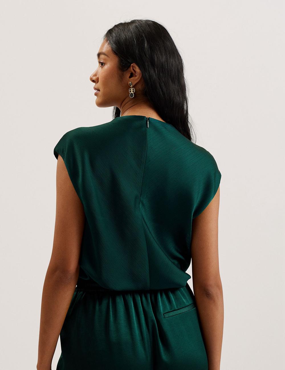 Ted Baker MISRINA - Drape Neck Detail Satin Top ジャンパー レディース 緑 | Japan  LVPH-90238