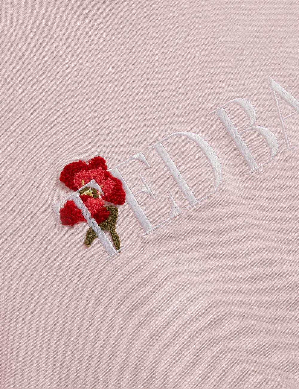 Ted Baker MOLII - Embroidered Logo Cropped Cotton Tシャツ レディース ピンク | Japan  PWNY-61453