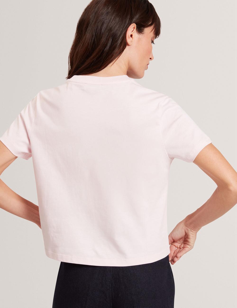 Ted Baker MOLII - Embroidered Logo Cropped Cotton Tシャツ レディース ピンク | Japan  PWNY-61453
