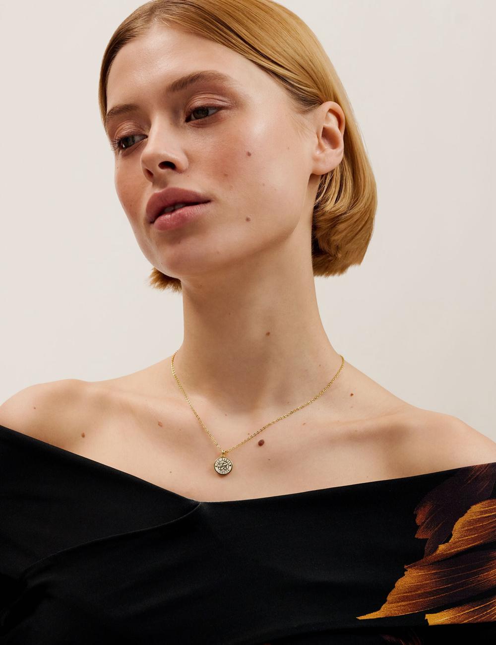 Ted Baker MONELLA - Monogram Logo Coin Pendant ネックレス レディース ゴールド | Japan  ETFO-71026
