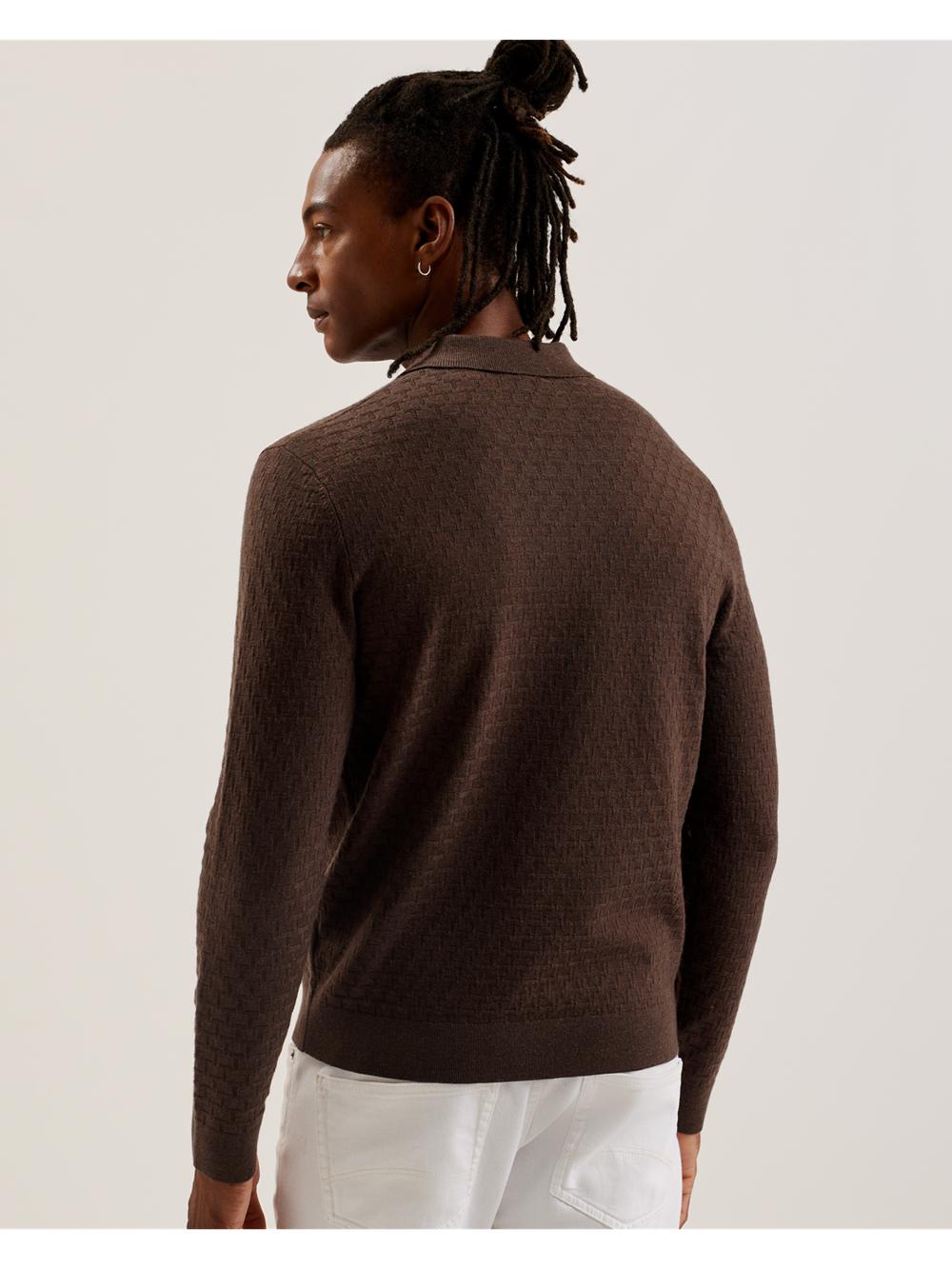 Ted Baker MORAR - Long Sleeve T Stitch Knitted ジャンパー メンズ ブラウン | Japan  MAIU-97058