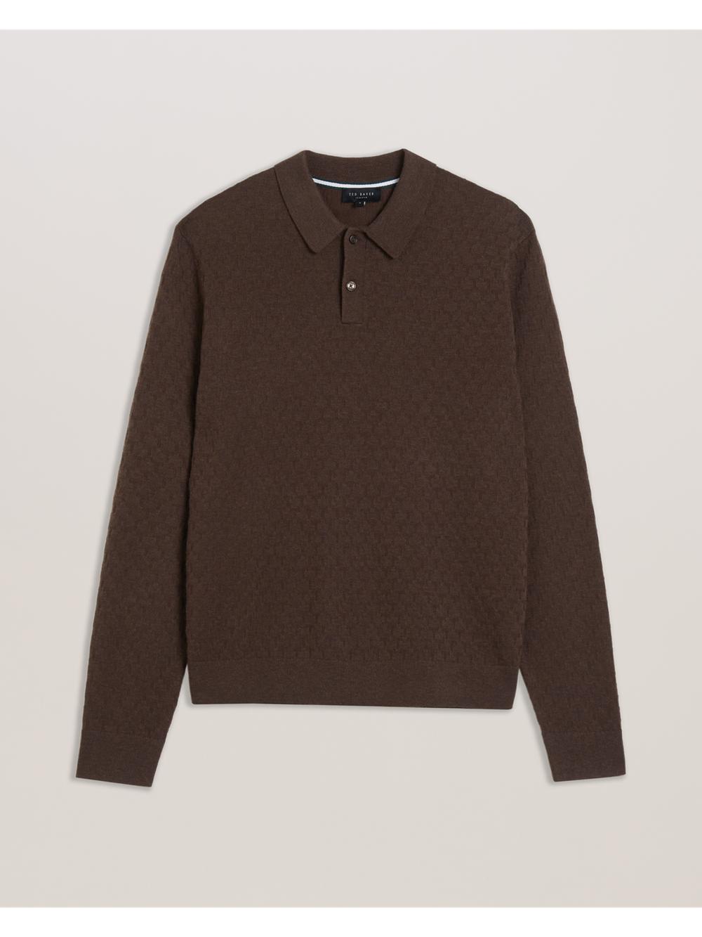 Ted Baker MORAR - Long Sleeve T Stitch Knitted ジャンパー メンズ ブラウン | Japan  MAIU-97058