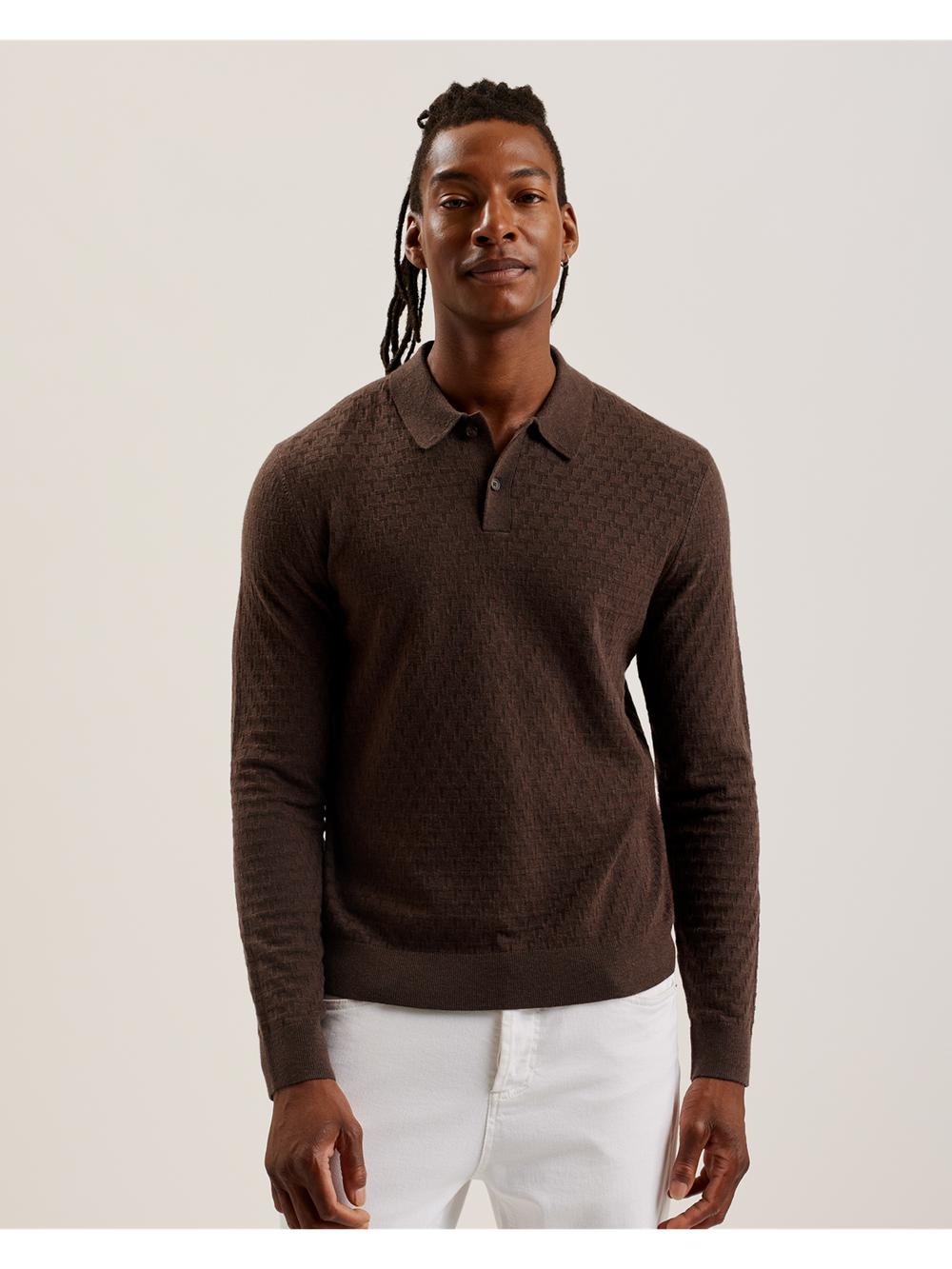 Ted Baker MORAR - Long Sleeve T Stitch Knitted ジャンパー メンズ ブラウン | Japan  MAIU-97058