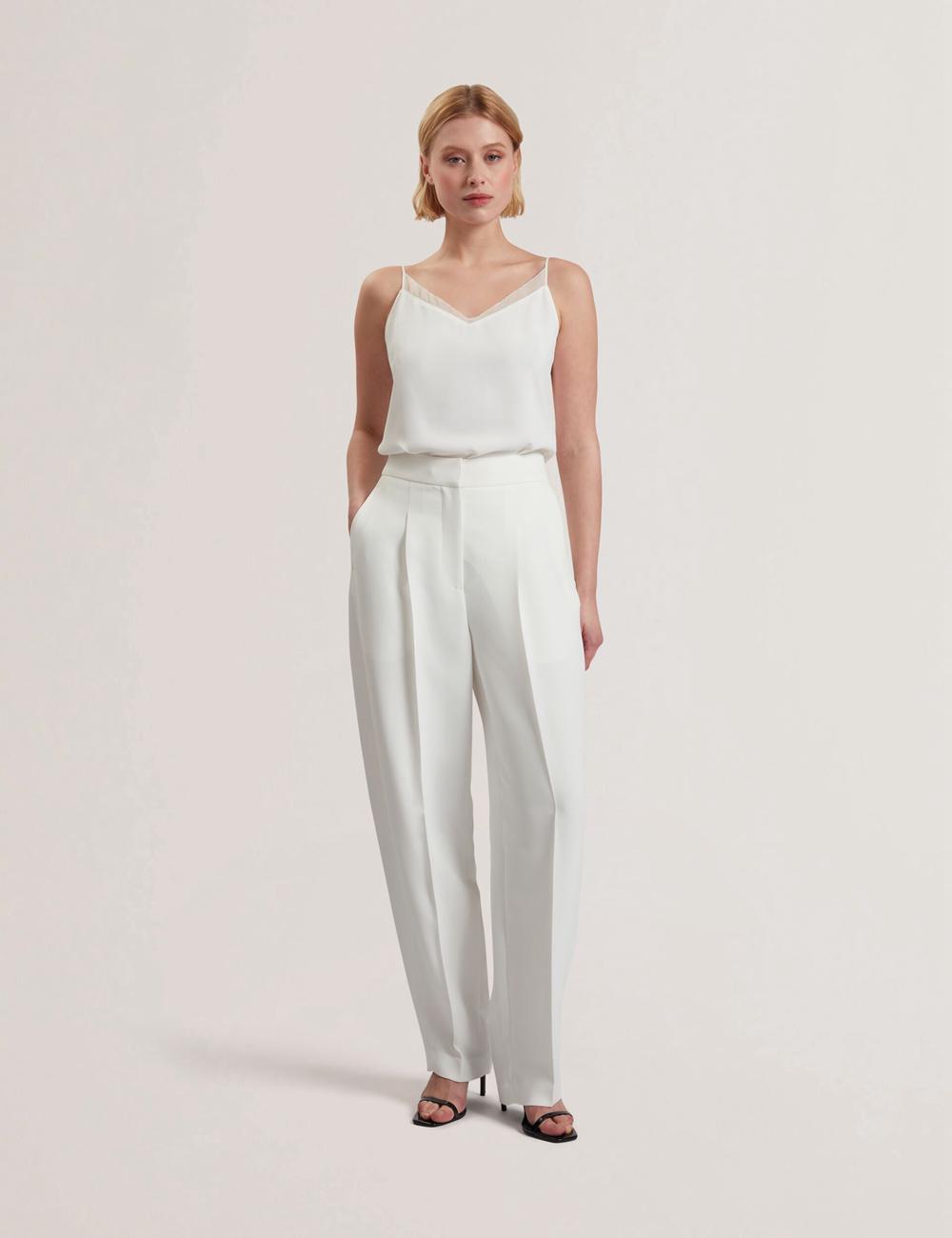 Ted Baker MORRIAT - Barrel Leg Woven Tailored ズボン レディース Ivory | Japan  CGZS-80739