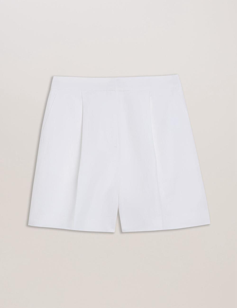 Ted Baker MUSUBSH - High Waisted Pleated Tailored ショートパンツ レディース 白 | Japan  YUCO-57132
