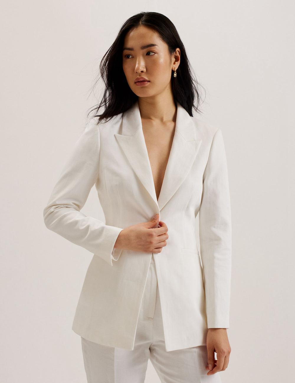 Ted Baker MUSUB - Tailored with Faux Pockets ブレイザーズ レディース 白 | Japan  VCKM-72491