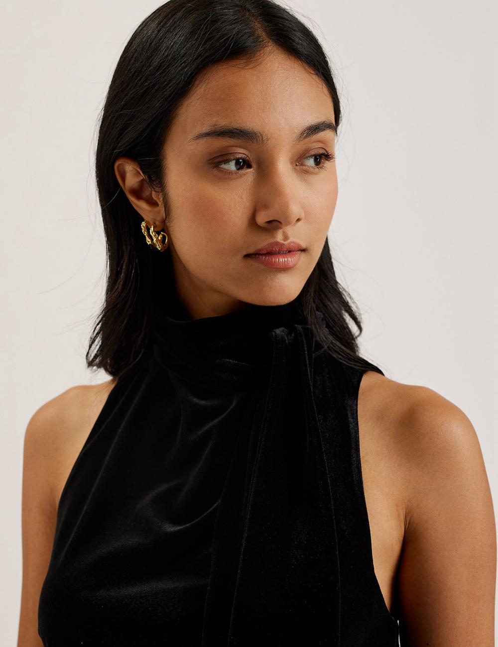 Ted Baker NALIAS - Velvet High Cowl Neck Sleeveless トップス レディース 黒 | Japan  OMAR-16278