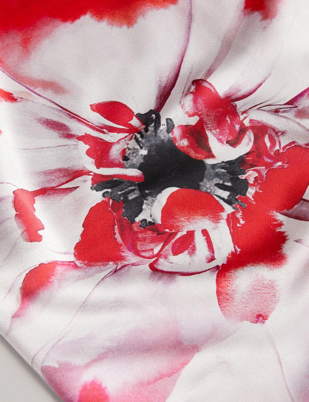 Ted Baker NASINU - Printed Satin Batwing Sleeve ミディドレス レディース 赤 | Japan  DWNB-74369
