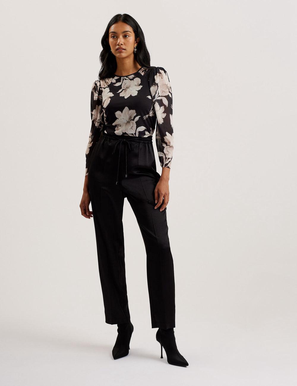 Ted Baker NATORI - Satin Elasticated Waist Tapered ズボン レディース 黒 | Japan  BJOU-69218