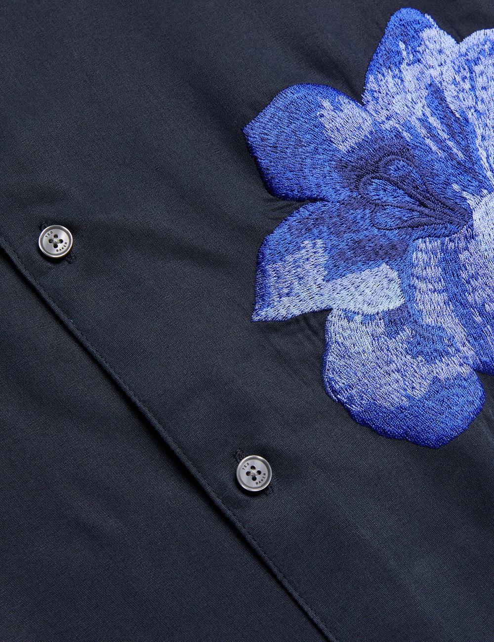 Ted Baker NESSMEN - Embroidered Detail Relaxed Fit シャツ メンズ ネイビー | Japan  ORMU-30572
