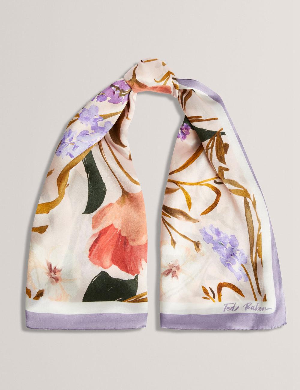 Ted Baker NICLAE - Painted Floral Print Square Silk スカーフ レディース ピンク | Japan  RPBC-43205