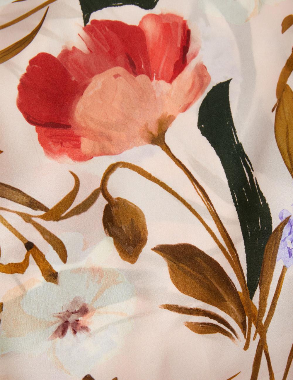 Ted Baker NICLAE - Painted Floral Print Square Silk スカーフ レディース ピンク | Japan  RPBC-43205
