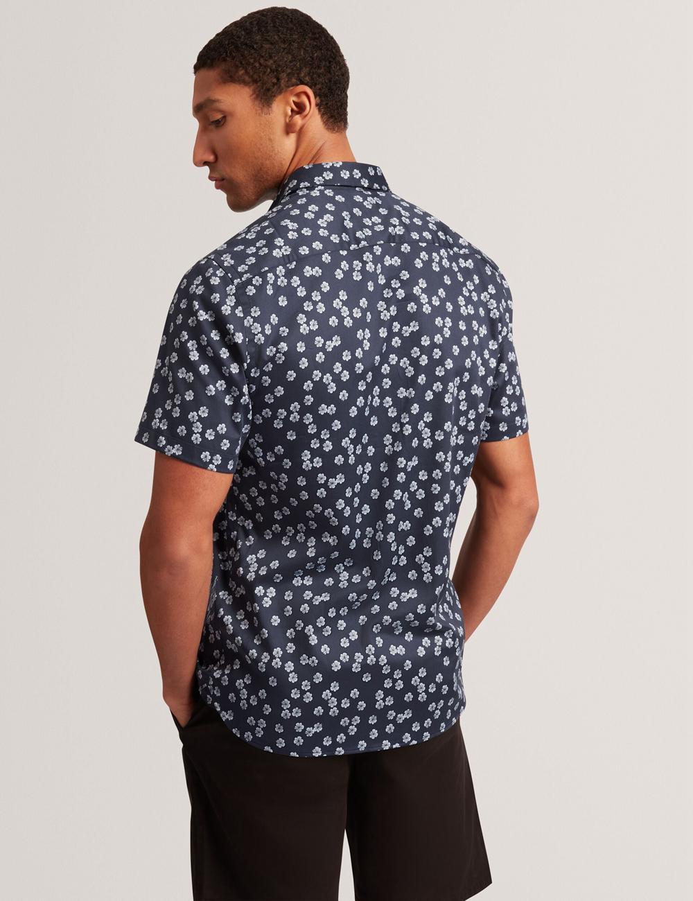 Ted Baker NIKSHO - Short Sleeve Slim Ditsy Floral シャツ メンズ ネイビー | Japan  MSXR-64018