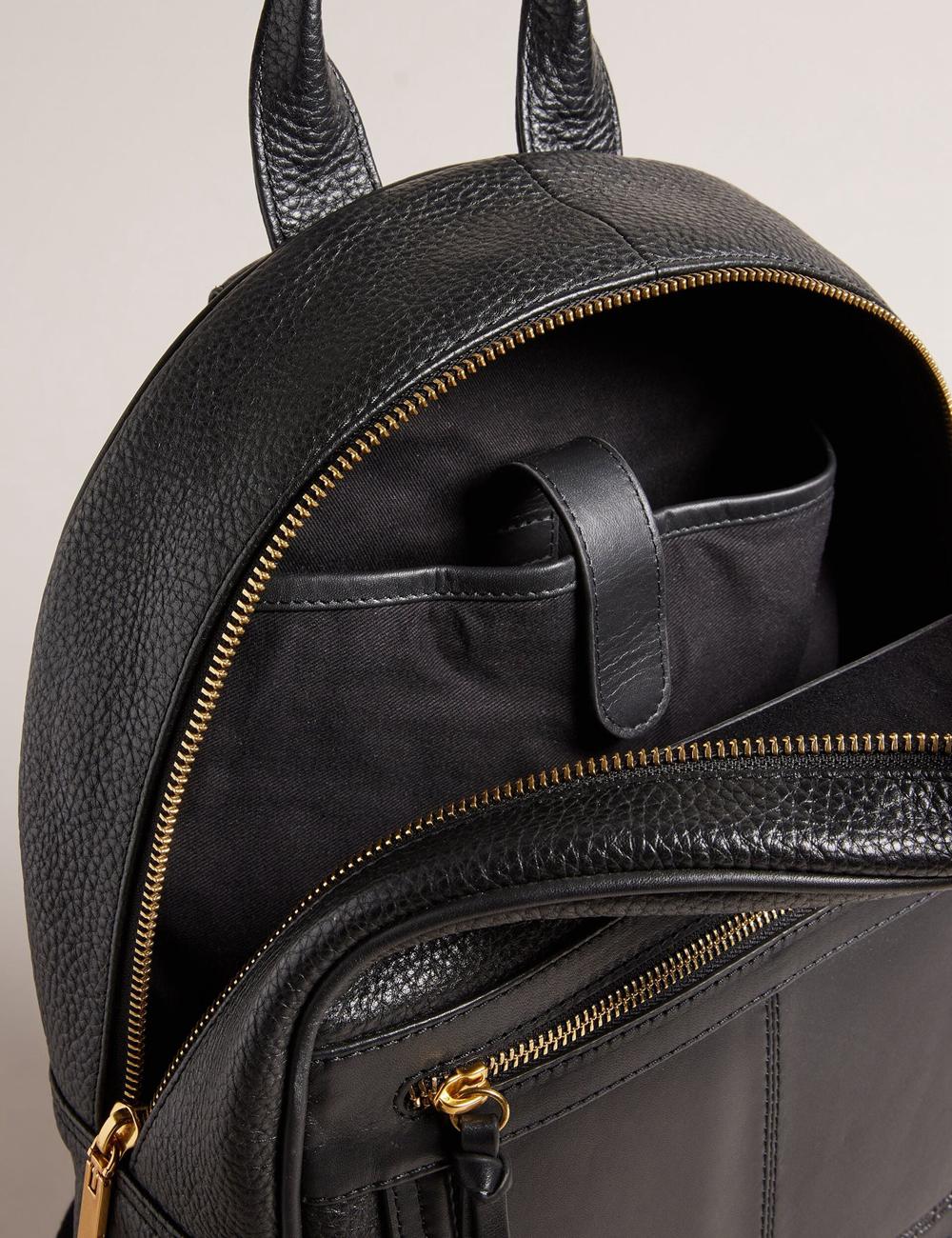 Ted Baker NISHAY - Leather Zip Pocket Laptop リュック レディース 黒 | Japan  VBFR-51849