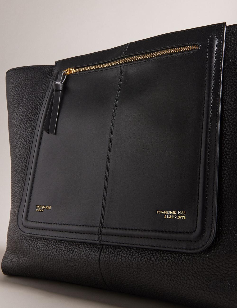 Ted Baker NISH - Wide Leather Shopper With Zip Pocket ショッピングバッグ レディース 黒 | Japan  SQOY-92781
