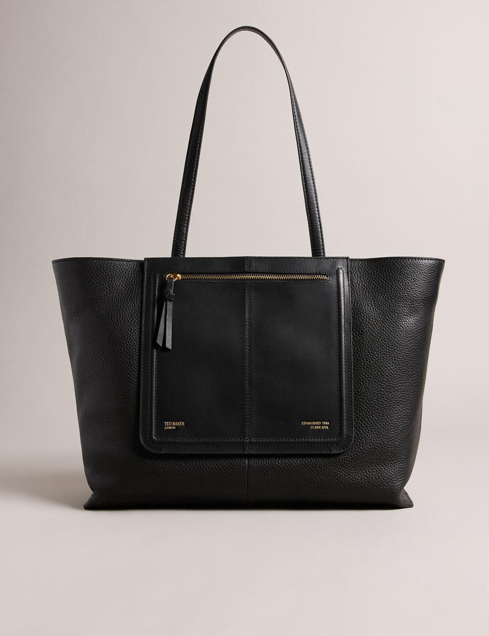 Ted Baker NISH - Wide Leather Shopper With Zip Pocket ショッピングバッグ レディース 黒 | Japan  SQOY-92781