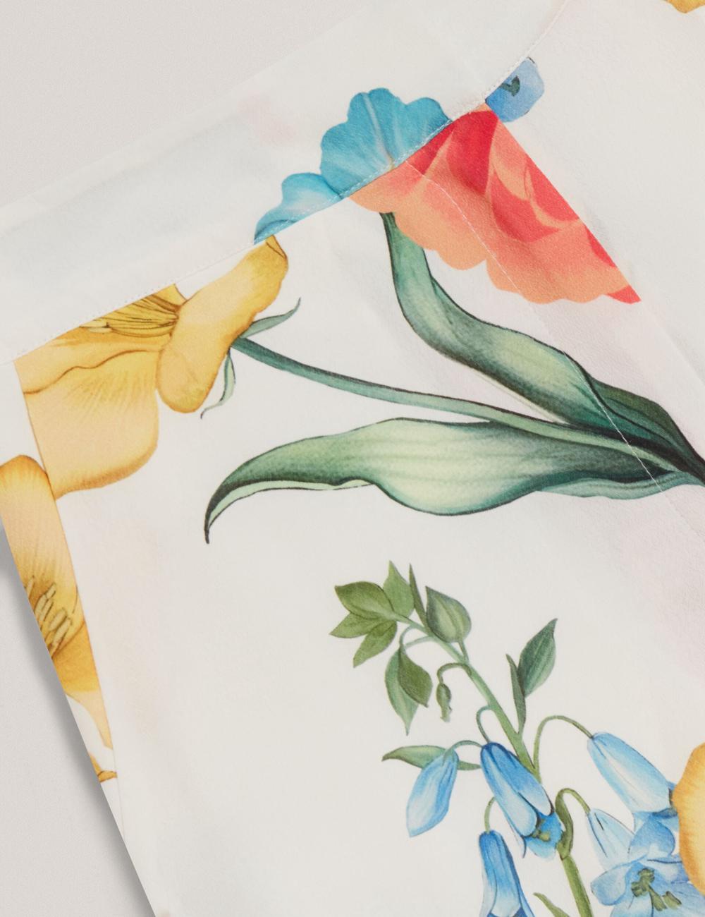 Ted Baker NYMPHAT - Floral Print High Waisted Wide Leg ズボン レディース 白 | Japan  LPDC-71806