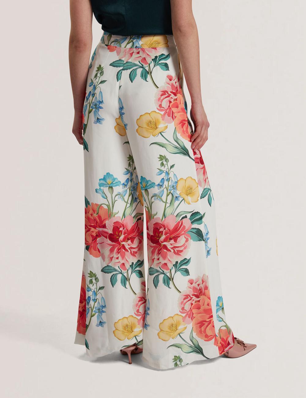Ted Baker NYMPHAT - Floral Print High Waisted Wide Leg ズボン レディース 白 | Japan  LPDC-71806