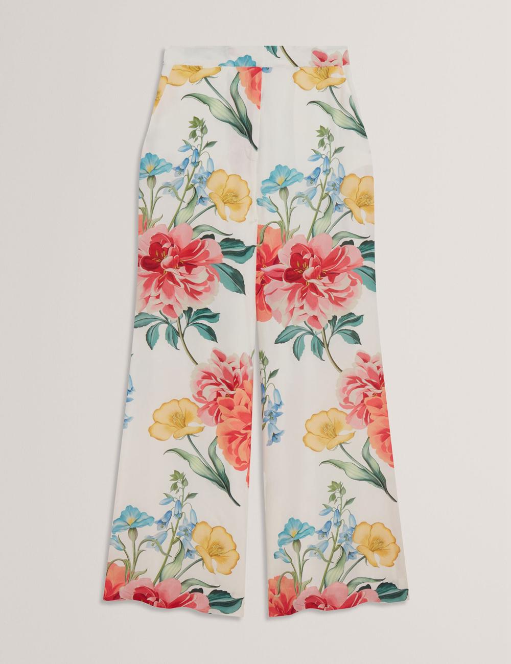 Ted Baker NYMPHAT - Floral Print High Waisted Wide Leg ズボン レディース 白 | Japan  LPDC-71806