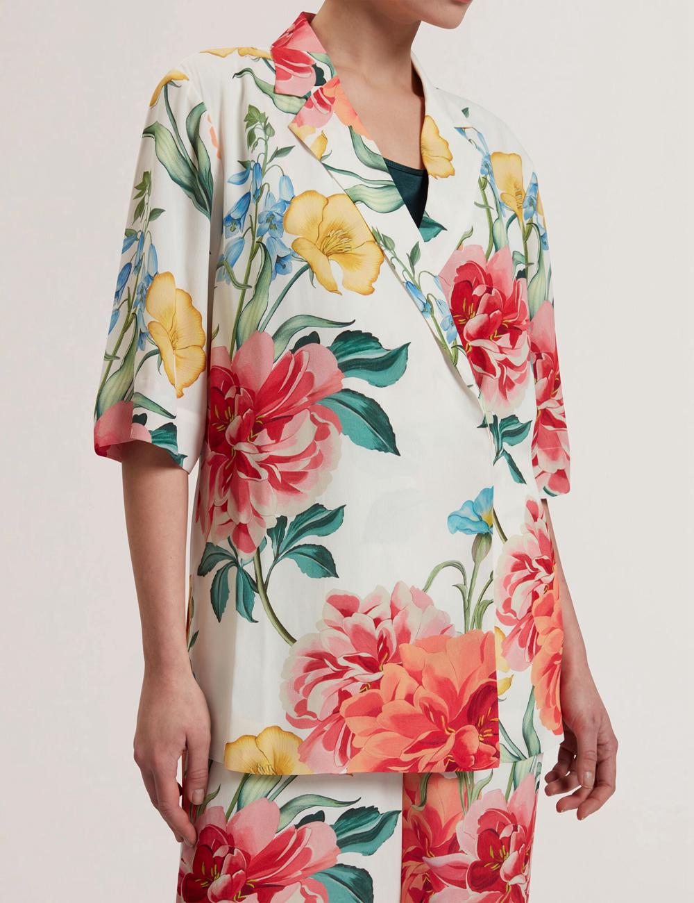 Ted Baker NYMPHA - Floral Short Sleeve Oversized ブレイザーズ レディース 白 | Japan  MNDE-79083