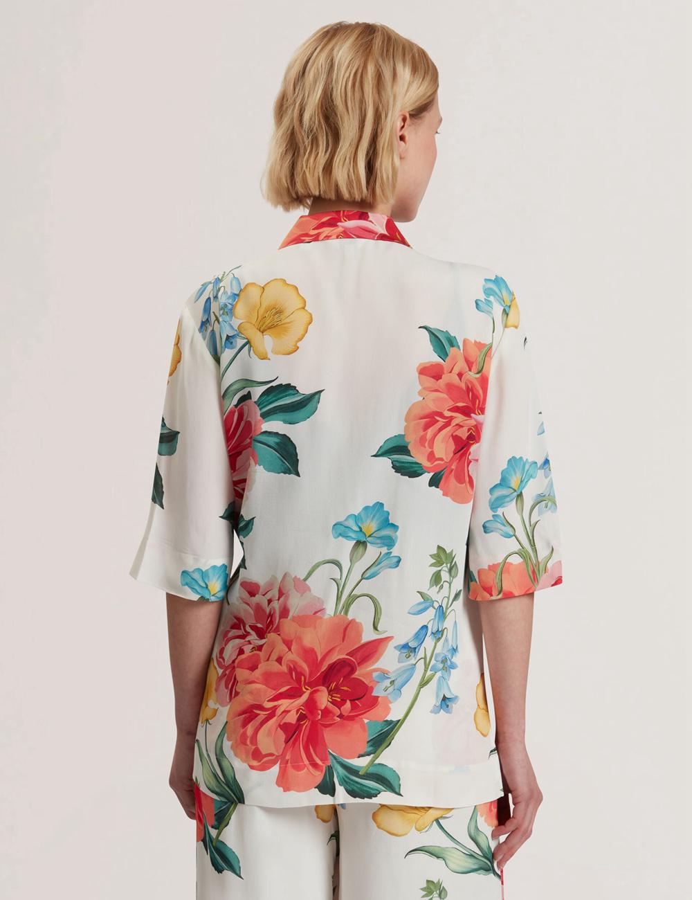 Ted Baker NYMPHA - Floral Short Sleeve Oversized ブレイザーズ レディース 白 | Japan  MNDE-79083