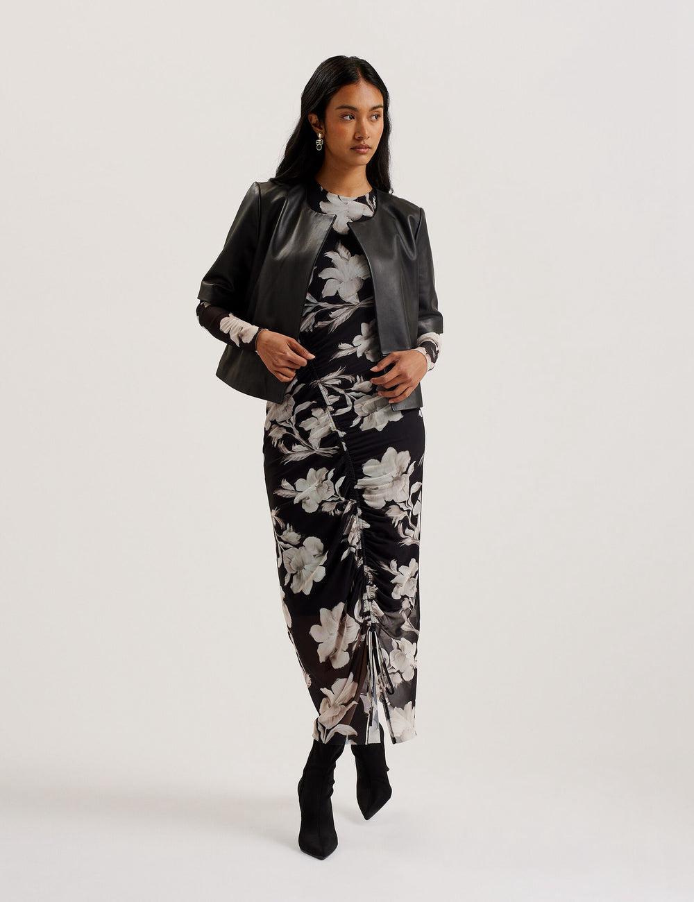 Ted Baker OBINO - Cropped Sleeve Open Leather ジャケット レディース 黒 | Japan  RCVM-24309