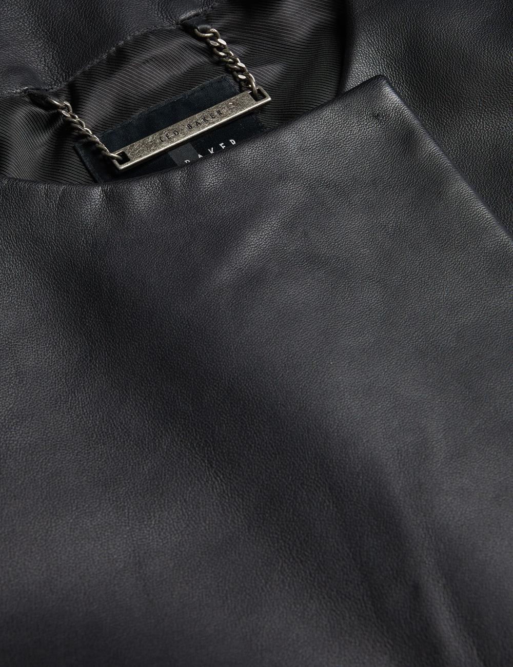 Ted Baker OBINO - Cropped Sleeve Open Leather ジャケット レディース 黒 | Japan  RCVM-24309