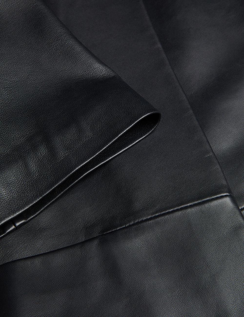 Ted Baker OBINO - Cropped Sleeve Open Leather ジャケット レディース 黒 | Japan  RCVM-24309