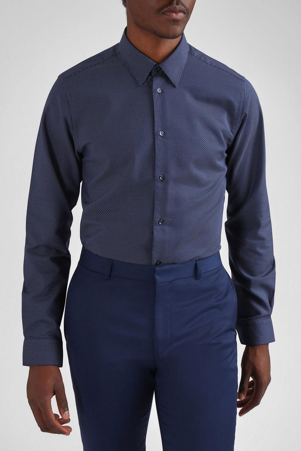 Ted Baker ODAIR - Pin Dot Slim Fit Cotton シャツ メンズ ネイビー | Japan  CTOE-80419