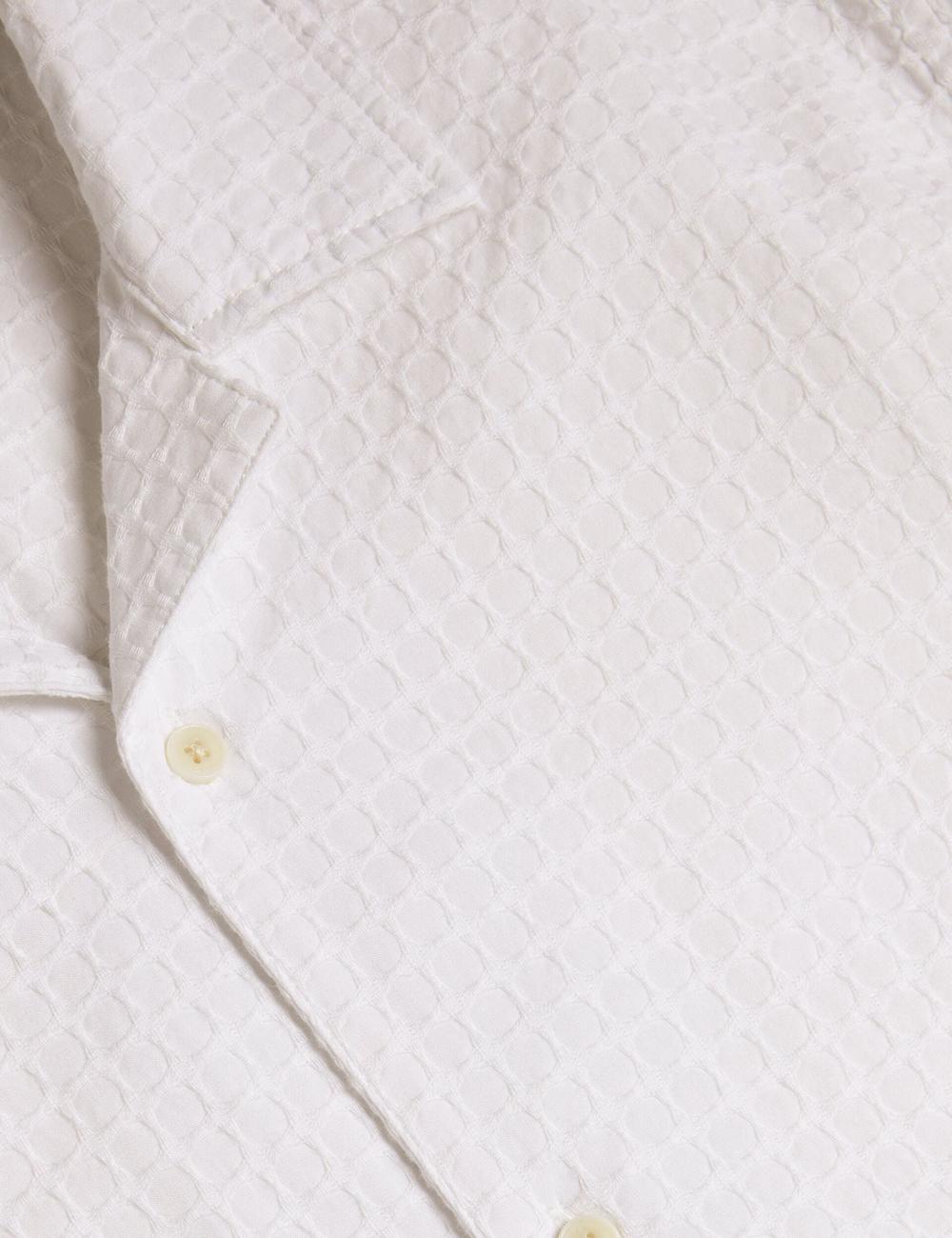 Ted Baker OISE - Textured Grid Cotton Short Sleeve シャツ メンズ 白 | Japan  ZQSG-41208