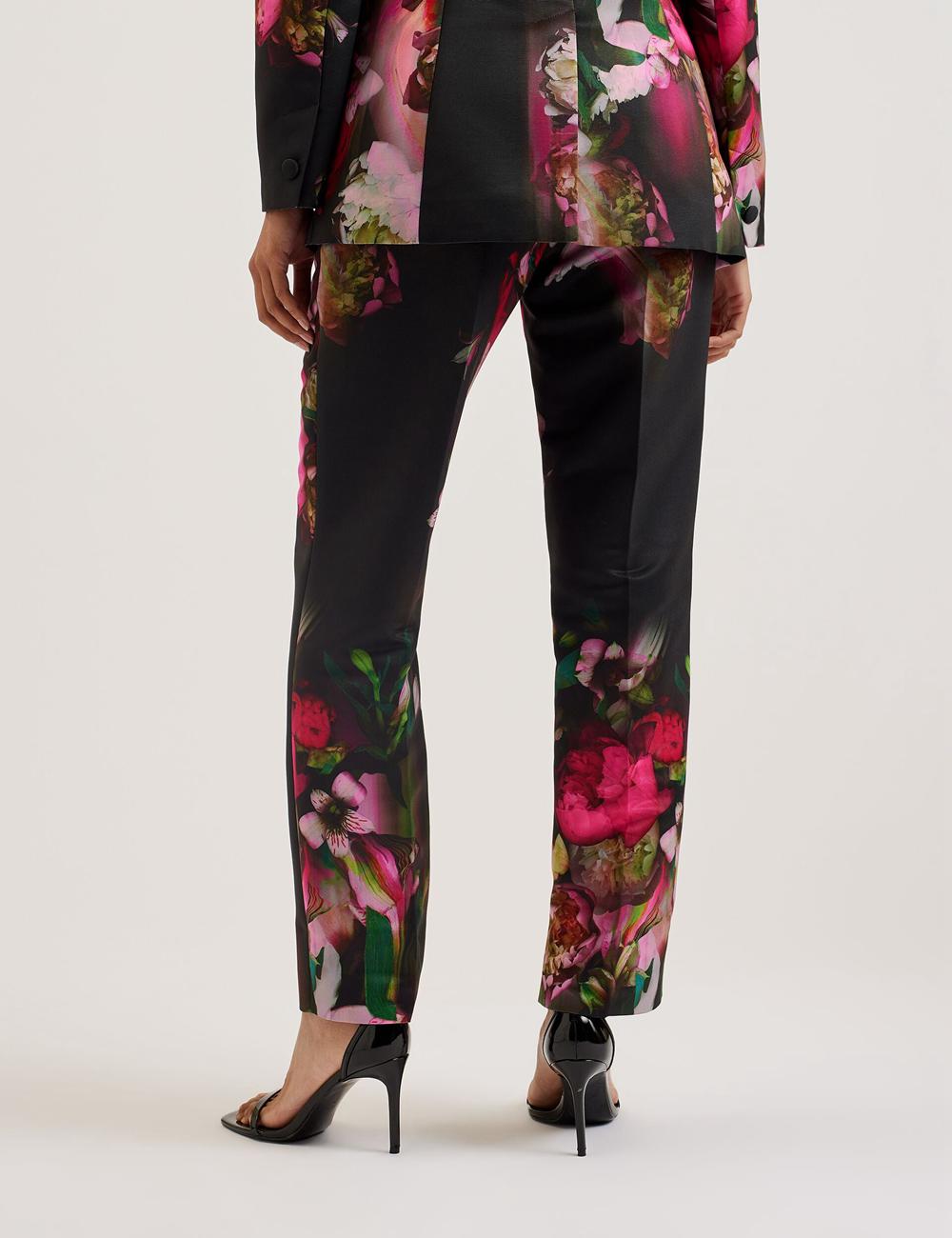 Ted Baker OKUNIT - Tapered Leg Floral Print Tailored ズボン レディース 黒 | Japan  ZMLX-20764
