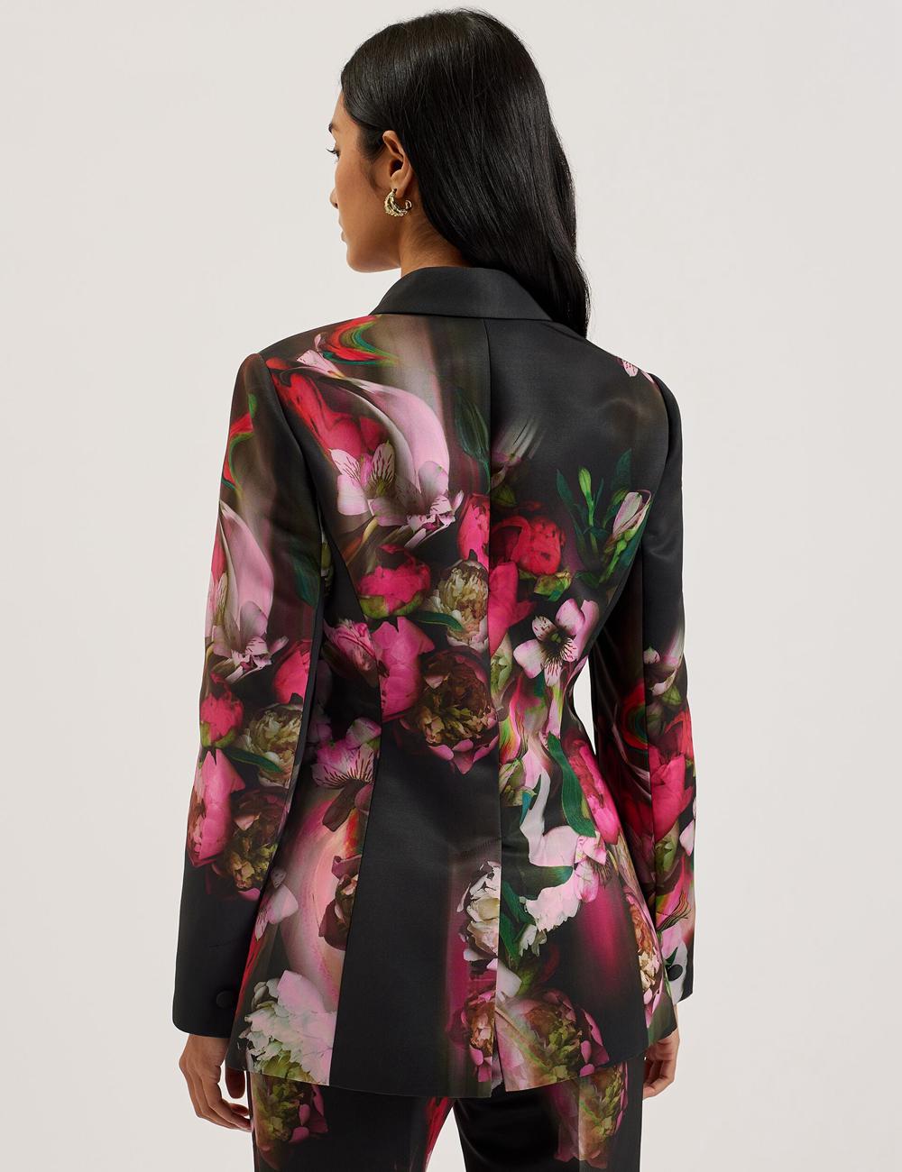 Ted Baker OKUNI - Fitted Floral Print Tailored ブレイザーズ レディース 黒 | Japan  FIWD-21678