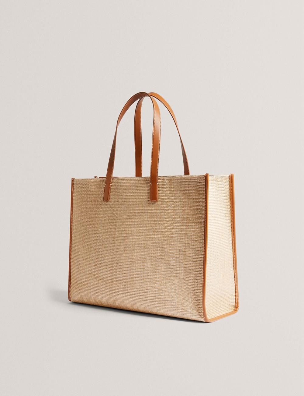 Ted Baker PALLMER - Faux Raffia PU Trim Large トートバッグ レディース Taupe | Japan  BJUH-92670