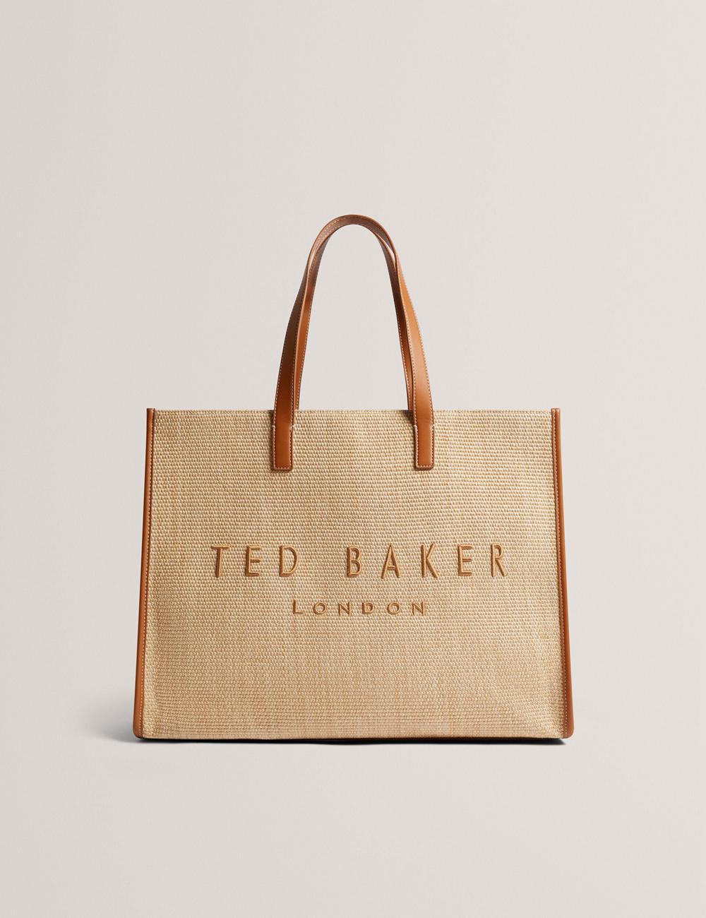 Ted Baker PALLMER - Faux Raffia PU Trim Large トートバッグ レディース Taupe | Japan  BJUH-92670